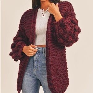 Sage The Label Mina Cable Cardi Burgundy sweater